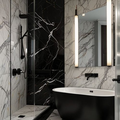 Spa-Like Black & White Marble Bathroom Inspirations Spa-Like Black & White Marble Bathroom Inspirations